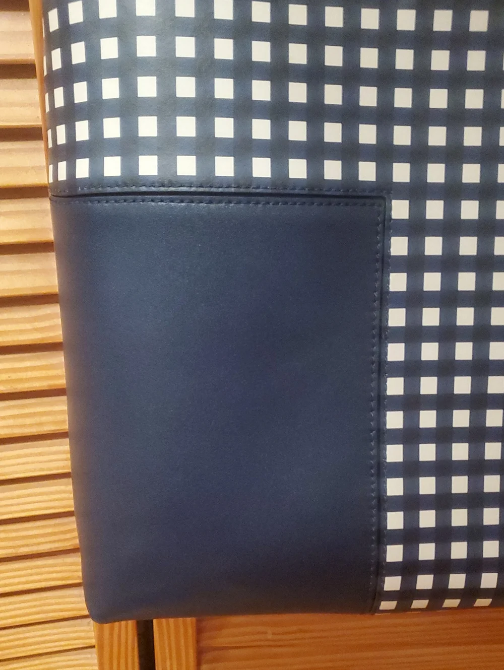 Tory Burch Navy and White Checkered Leather Tote / Pouch Not Available.